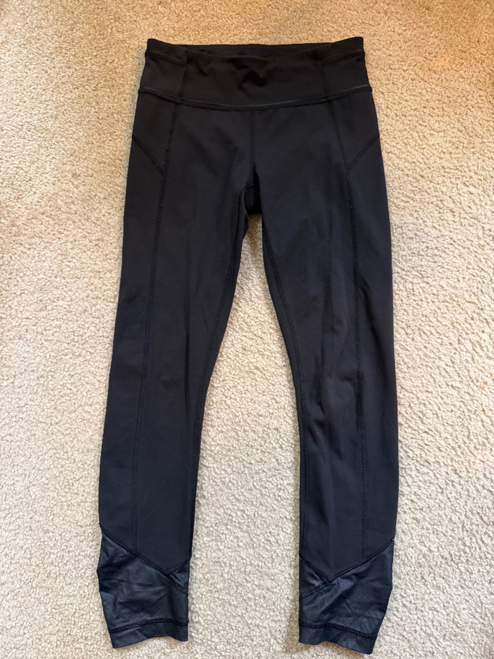 Lululemon 7/8 Leggings Sz 4 Black Metallic Ankle Zip Pocket Ruched Side